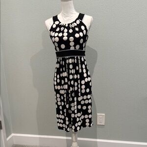 London Times Black and White Halter Midi Sundress